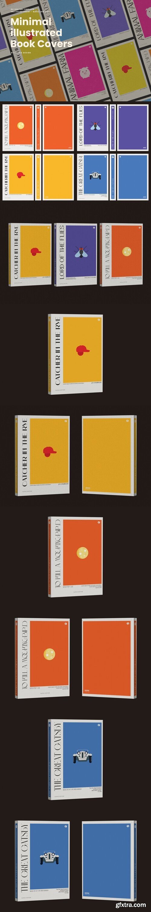 CreativeMarket - Illustrated Minimal Book Covers 7310820