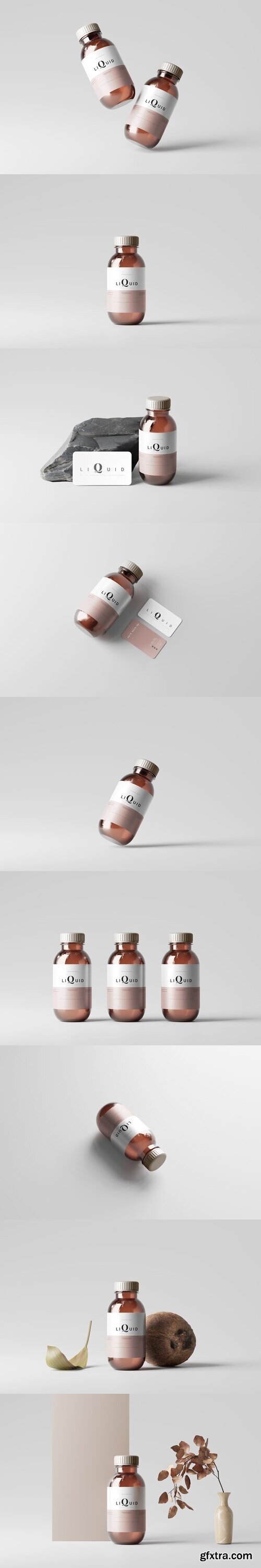 CreativeMarket - Amber Glass Medicine Bottle Mockup 7460281