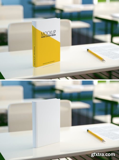 Hardcover Book Mock Up on Classroom MK9T63L