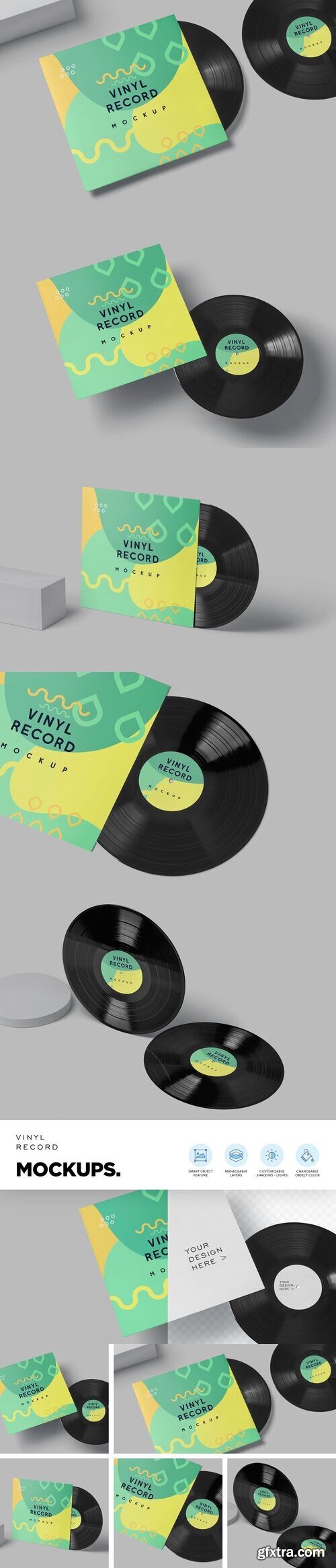 CreativeMarket - Vinyl Record Cover Mockups 6907779