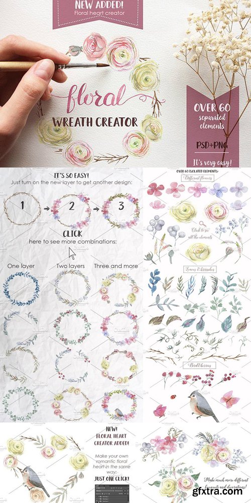 Watercolor Floral Wreath Creator