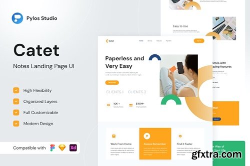 Catet - Notes Landing Page UI DGN3LUS