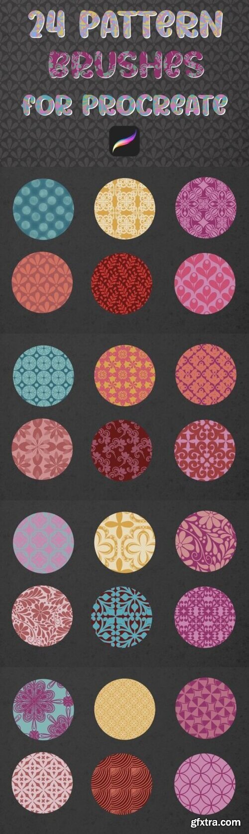 24 Pattern Brushes for Procreate