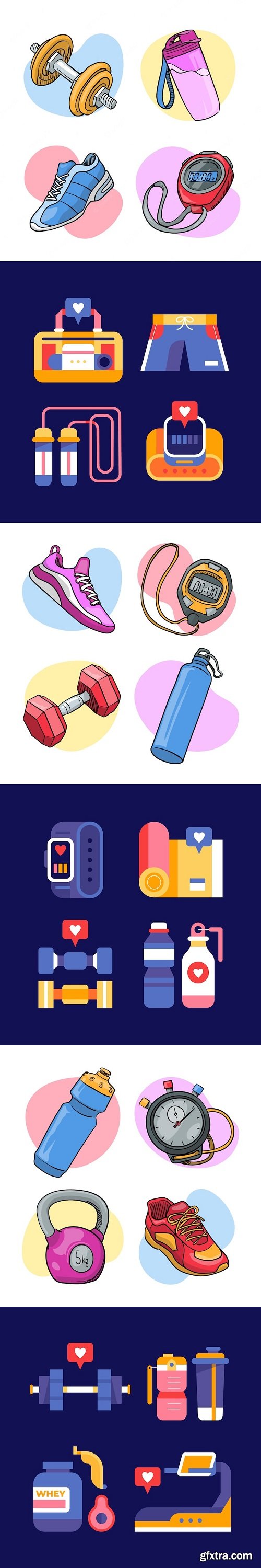 Flat design workout routine element collection