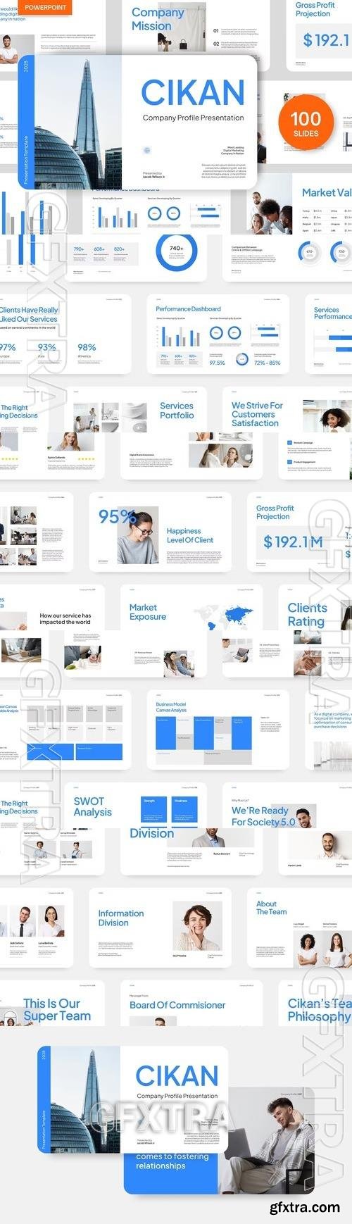 Minimalist Blue White Business Company Profile Powerpoint, Keynote and Google Slides Template 