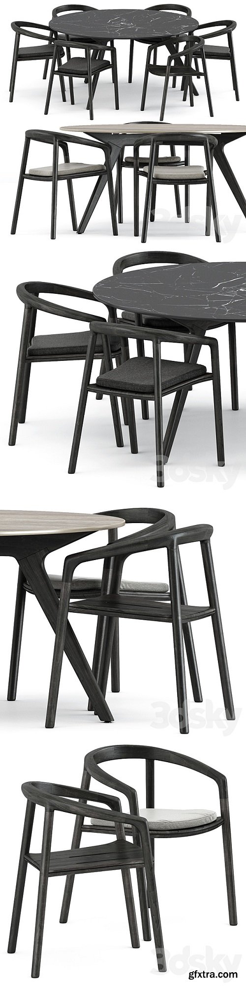 Solid  armchair and Teak nero table CF 148 by  manutti