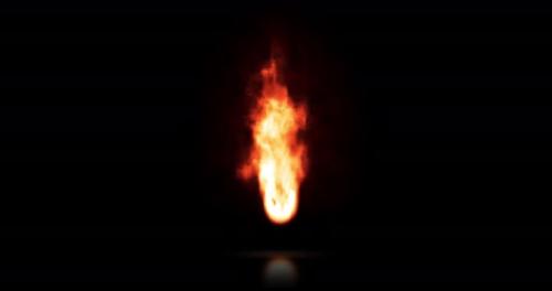 Videohive - Real Flame of fire burning, isolated torch in the dark and reflecting off the floor. - 39602629 - 39602629