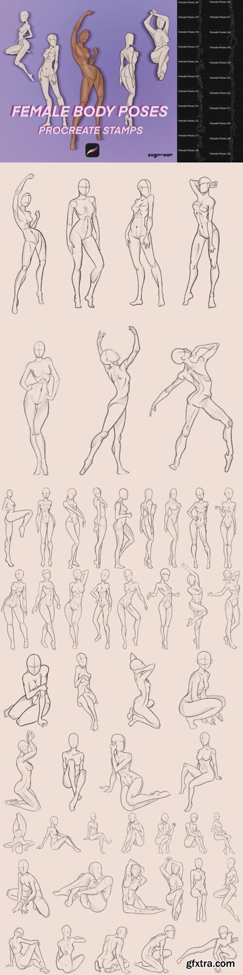 CreativeMarket - Female Pose Procreate Brushes 10173815