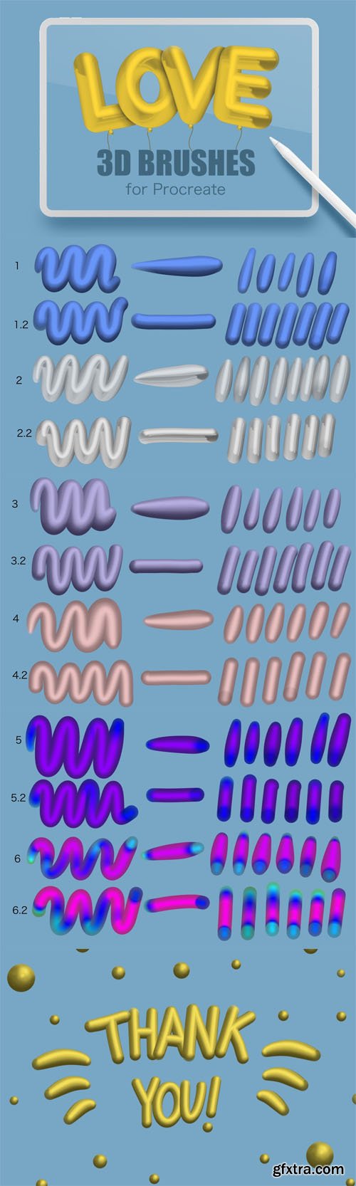 3D Brushes Pack for Procreate