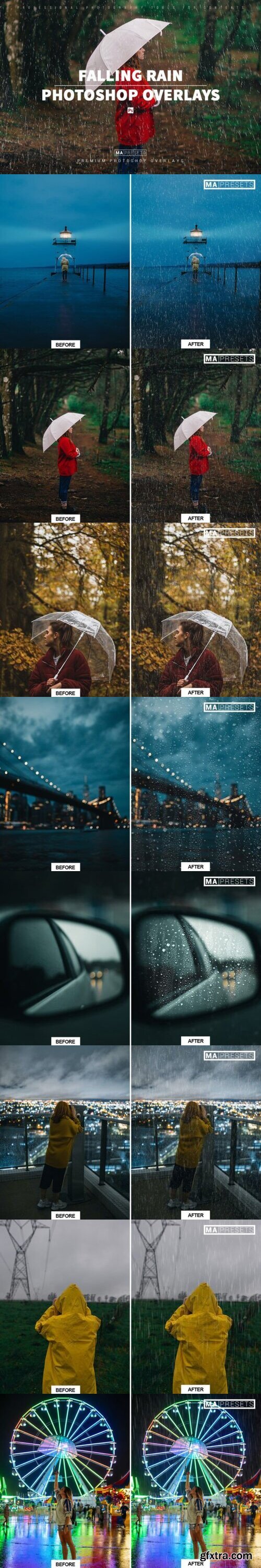 50 FALLING RAIN OVERLAYS