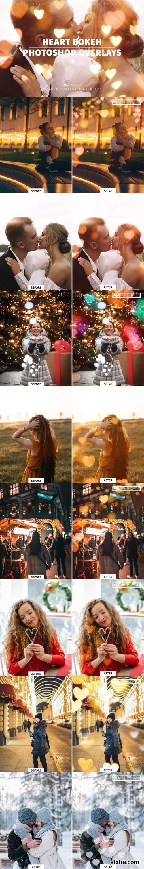 150 HEART BOKEH OVERLAYS