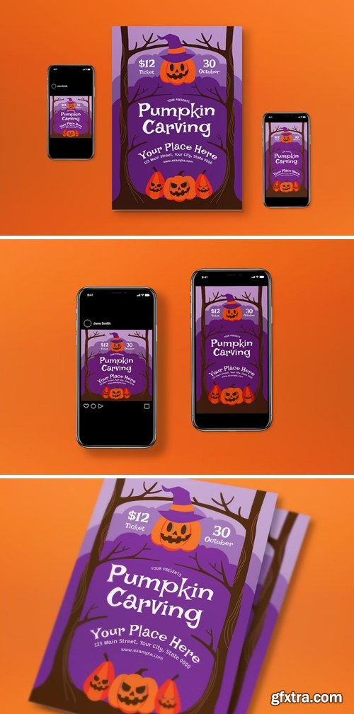 Purple Modern Pumpkin Craving Flyer Set ARAB8NX