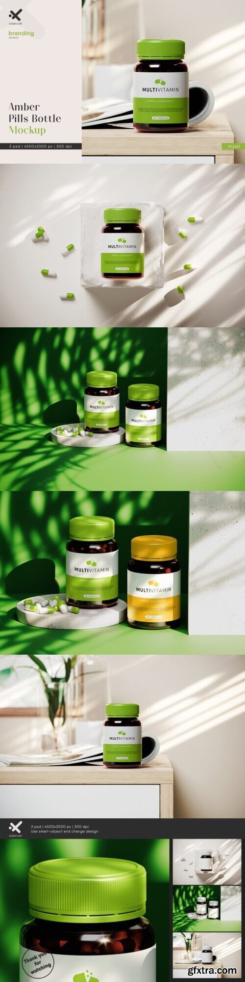 Amber Pills Bottle Mockup