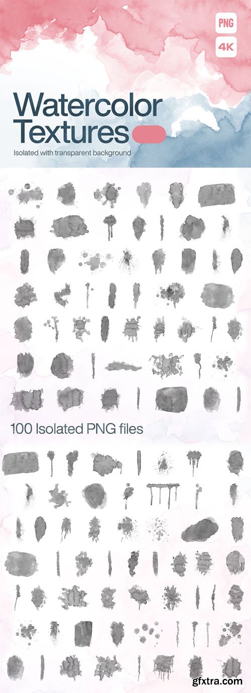 100 Watercolor Textures [4K], Transparent [PNG] 280922