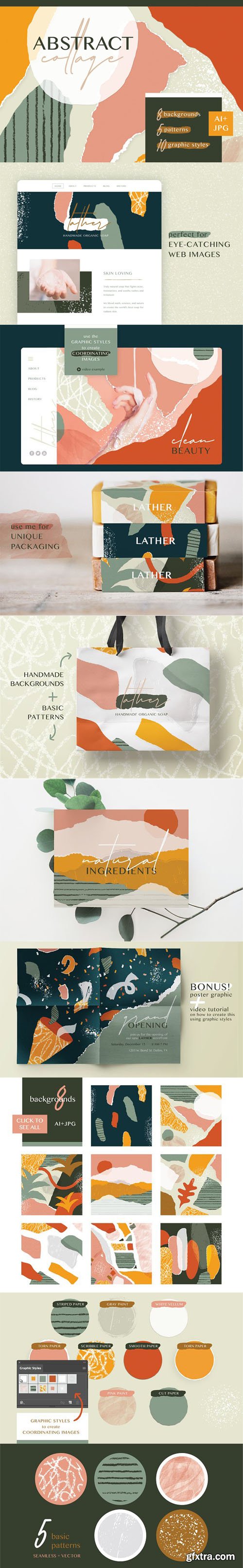 Abstract Collage Patterns Vector Templates