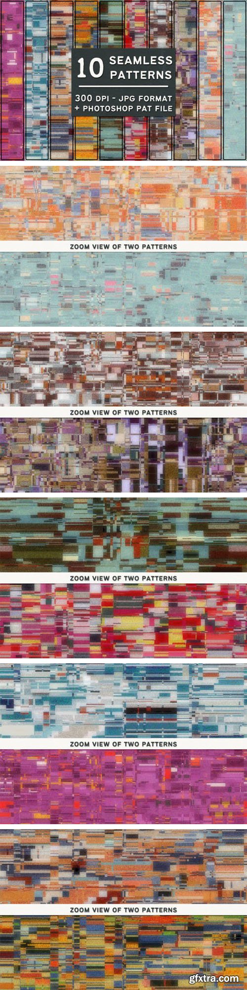 10 Vintage Glitch Seamless Patterns & Textures for Photoshop