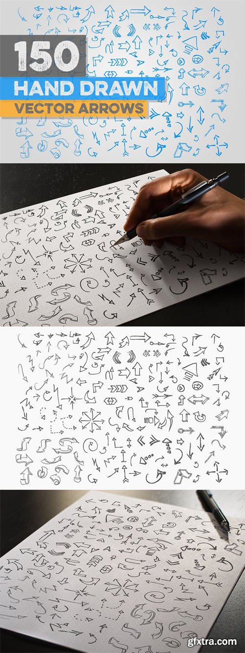 150 Hand Drawn Arrows for Illustrator