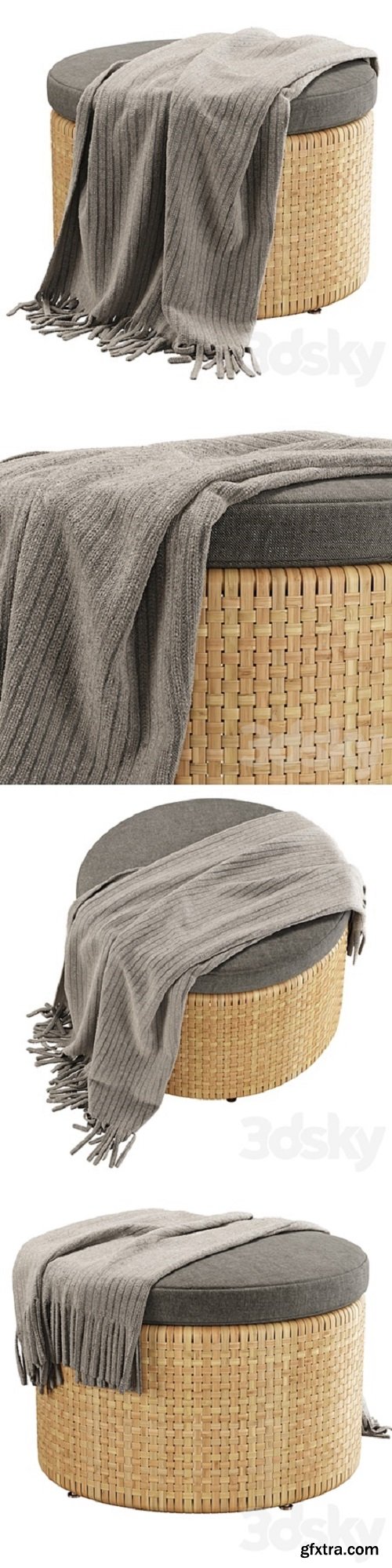 Monica rattan round pouf / Round rattan pouf » GFxtra