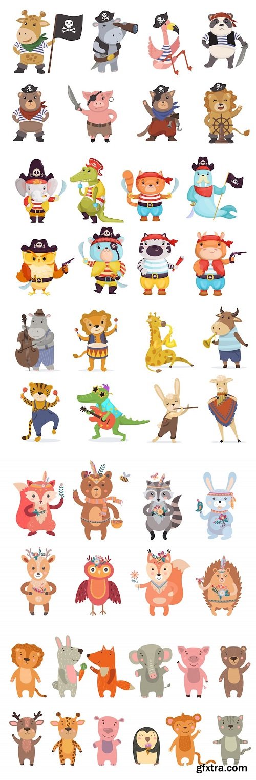 Funny cartoon animals set » GFxtra