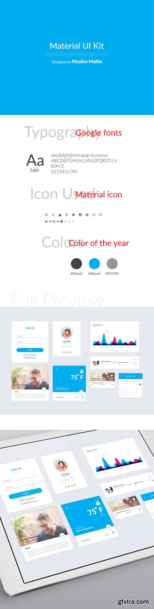 Material UI Kit Template for Photoshop