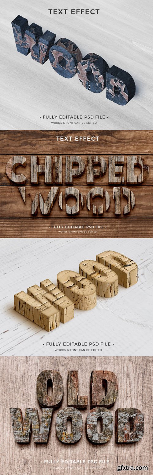 8 Wooden Text Effects Templates for Photoshop