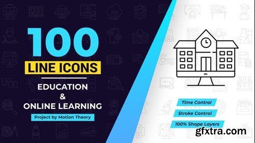 Videohive 100 Online Learning Line Icons 40108201