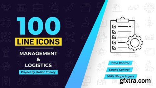 Videohive 100 Management Line Icons 40108198