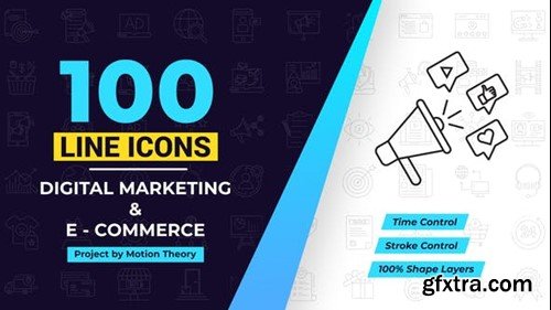 Videohive 100 Digital Marketing Line Icons 40108189