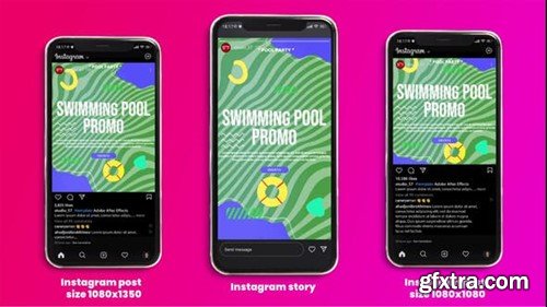 Videohive Swimming Pool Promo Instagram Story, Post (3 in 1) 39997660