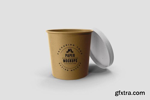 Brown paper bucket mockup with white lid