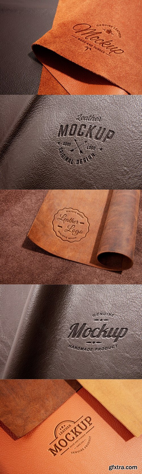 Logo mock-up effect on leather material