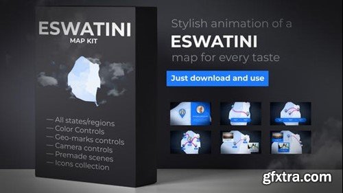 Videohive Eswatini Map - Kingdom of Eswatini Map Kit 40308231