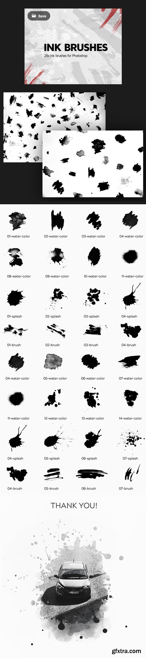 28 Ink Brushes for Photoshop