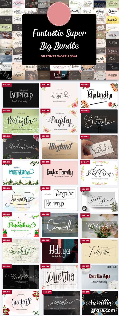 Super Big Bundle - 58 Premium Fonts Worth $541