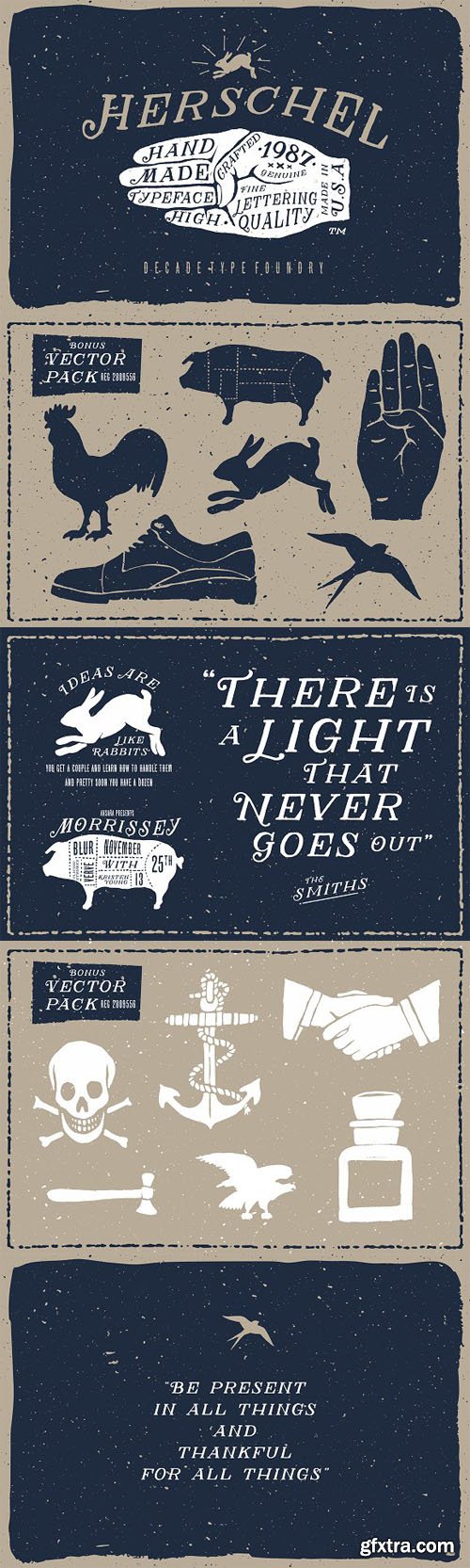 CM - Herschel - Hand Made Serif Typeface +Bonus Vector Pack