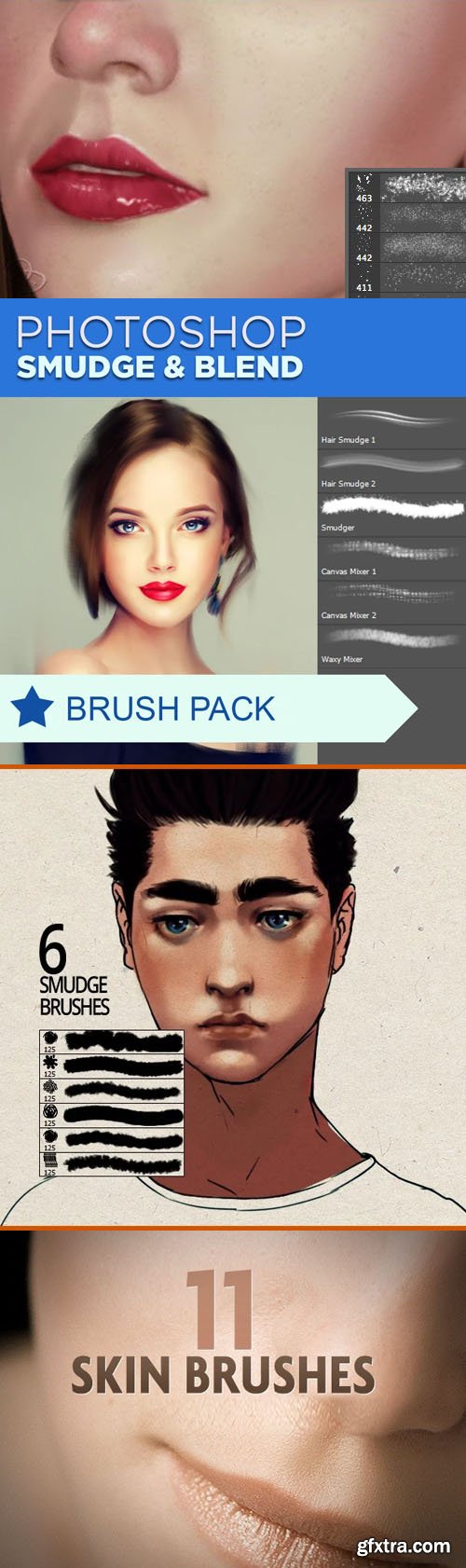 Human Skin & Smudge Brushes Collection for Photoshop