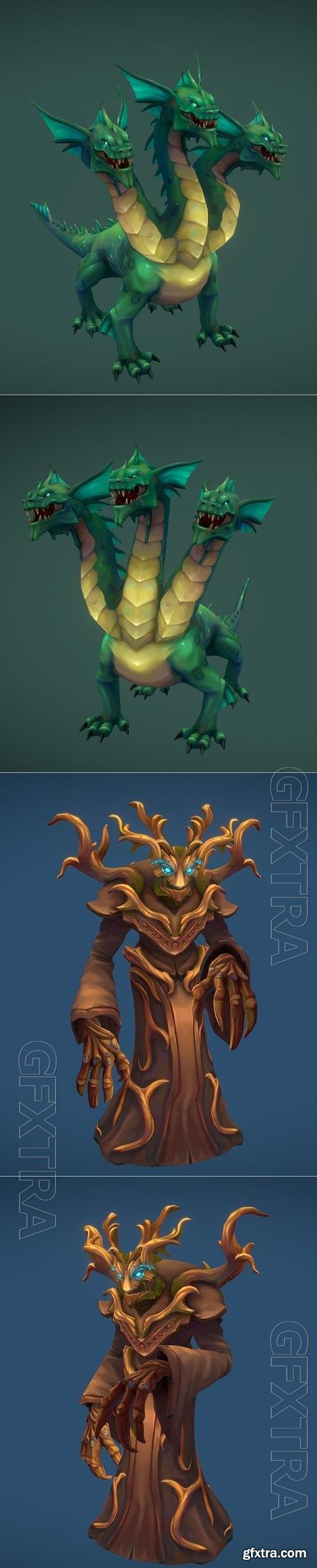 Stylized Hydra and Stylized Root Mage 3D Print