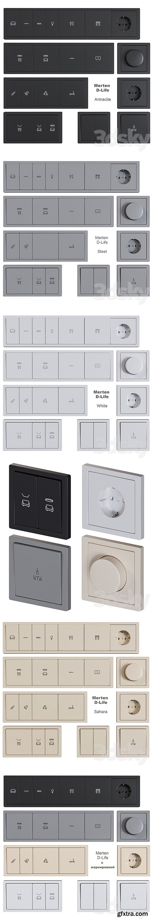 Schneider Electric sockets and switches with markings
