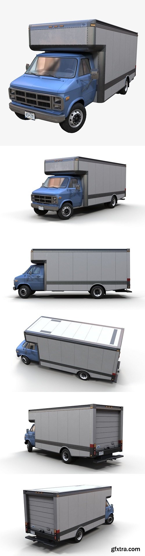 Moving box van Lowpoly 3D model » GFxtra
