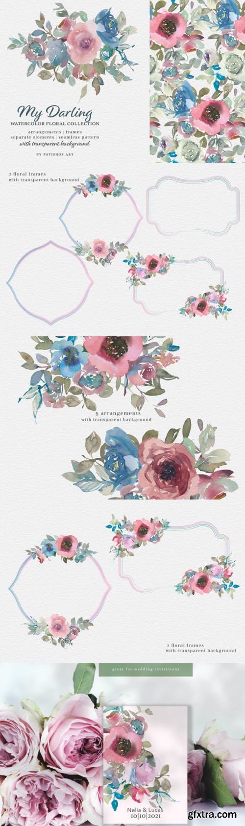 My Darling - Vintage Watercolor Floral Clipart Collection