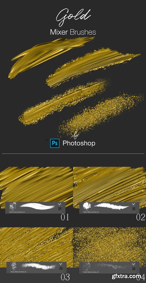 Liquid Gold Mixer Brushes for Photoshop