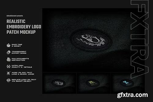 Realistic embroidery logo patch mockup PSD