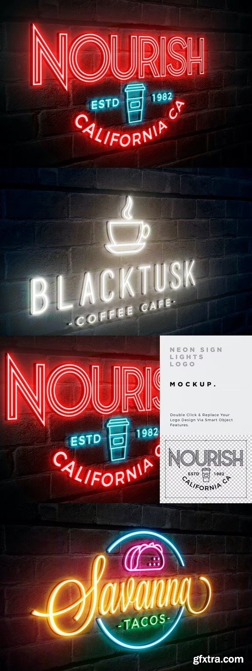 Neon sign light logo mockup