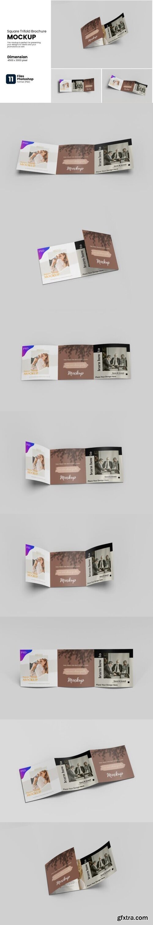 Square Trifold Brochure Mockup