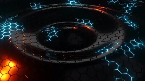 Videohive - A surface of hexagons moving in waves. Infinitely looped animation - 40520185 - 40520185
