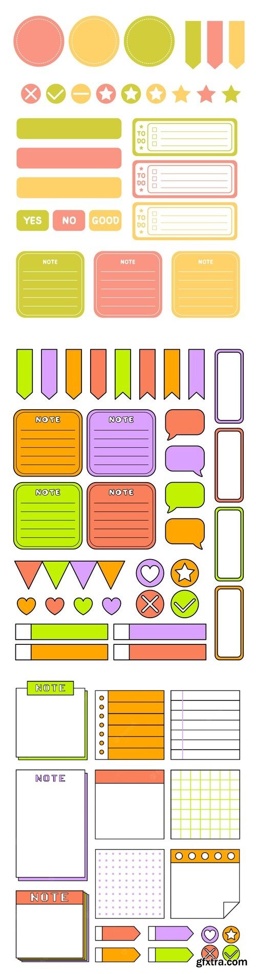 Vector pastel bullet journal decor collection » GFxtra