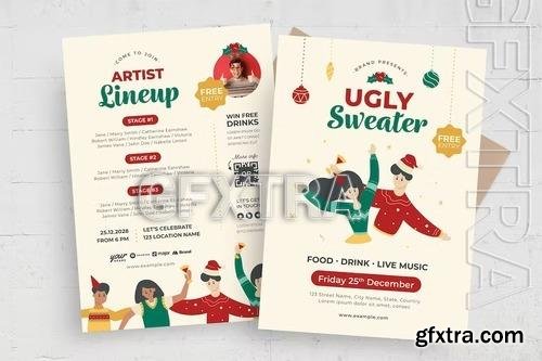 Ugly Christmas Sweater Party Flyer Template 3YJBBJ7