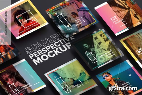 Square Perspective Cards PSD Mockup Template