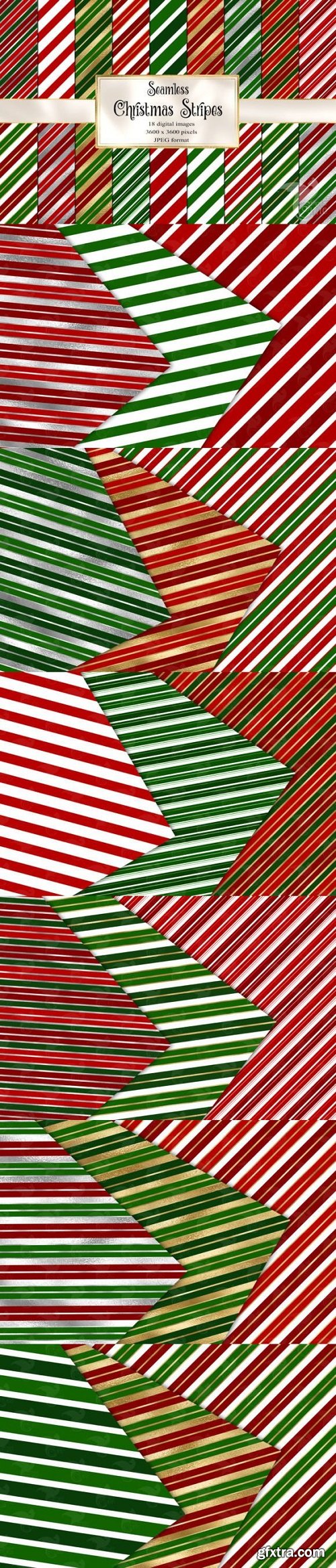 Christmas Stripes Digital Paper