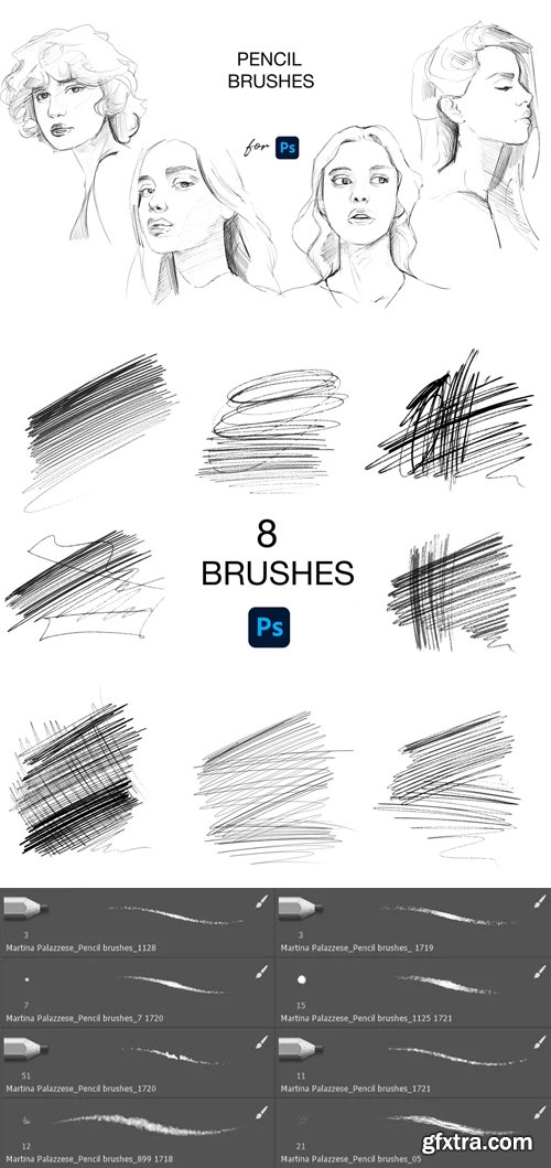 8 Pencil Brushes for Photoshop